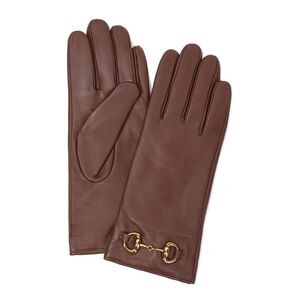 Tiffany & Fred Paris Cashmere-Lined Leather Gloves, Brown